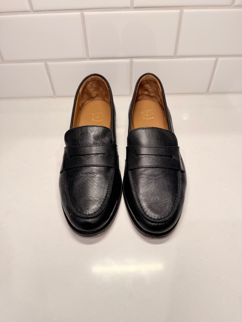 Dune London Ginelli Black Leather Penny Loafers 38